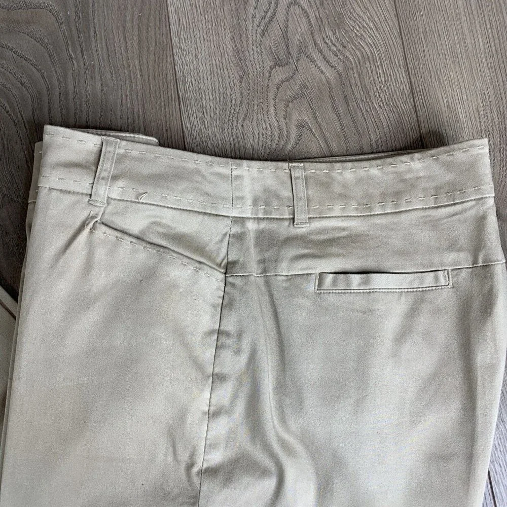 Claudia EV Cropped Pants Womens 12 Bown Solid Zip Square Button Close Stitching - Picture 4 of 9